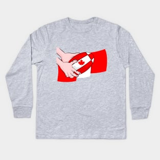 Canada Rugby Flag Kids Long Sleeve T-Shirt